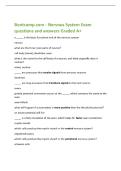 Bootcamp&period;com - Nervous System Exam&NewLine;questions and answers Graded A&plus;&NewLine;a &lowbar;&lowbar;&lowbar;&lowbar;&lowbar; is the basic functional unit of the nervous system&NewLine;neuron&NewLine;what are the three main parts of neuron&quest;&NewLine;cell body &lpar;soma&rpar;&semi; dendrites&semi; axon&NewLine;what is the name for the cell body of a n