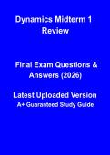 Dynamics Midterm 1 Review PDF &vert; Engineering Mechanics Exam Prep&comma; Solved Problems & Revision Notes