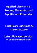 Applied Mechanics Forces&comma; Moments & Equilibrium Principles PDF &vert; Statics Notes&comma; Solved Problems & Exam Review