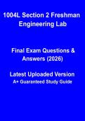 1004L Section 2 Freshman Engineering Lab PDF &vert; Laboratory Manual&comma; Experiments & Study Notes