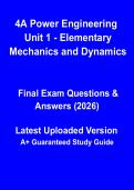 4A Power Engineering Unit 1 PDF &vert; Elementary Mechanics & Dynamics Study Guide and Exam Review