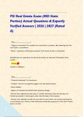 PSI Real Estate Exam &lpar;MD State Portion&rpar; Actual Questions & Expertly Verified Answers &vert; 2026 &vert; 2027 &lpar;Rated A&rpar;&NewLine;&NewLine;   