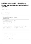 HUBSPOT SOCIAL MEDIA CERTIFICATION ACTUAL 2026 QUESTIONS AND 100&percnt; CORRECT ANSWERS