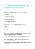 QDM - Quality Driven Management Exam Questions With Correct Answers 