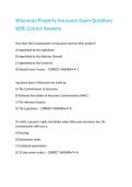 Wisconsin Property Insurance Exam Questions With Correct Answers