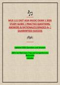 MUS 111 EAST ASIA MUSIC EXAM 1 2026 STUDY GUIDE &vert; PRACTICE QUESTIONS&comma; ANSWERS & RATIONALES
