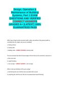 Design&comma; Operation & Maintenance of Building Systems&comma; Part 1 QUESTIONS AND VERIFIED CORRECT ANSWERS GRADED A&plus; -LATEST 2026-2027- 100- GUARANTEED PASS&period;docx&NewLine;&NewLine;