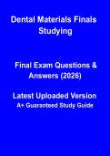 Dental Materials Finals Studying PDF &vert; Complete Final Exam Review&comma; Practice Questions & Revision Notes