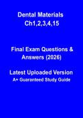 Dental Materials Ch1&comma; 2&comma; 3&comma; 4 & 15 PDF &vert; Complete Chapter Study Guide&comma; Revision Notes & Exam Prep