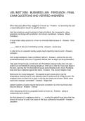 USU MGT 2050 - BUSINESS LAW - FERGUSON - FINAL EXAM QUESTIONS AND VERIFIED ANSWERS