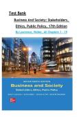Test Bank for Business and Society&colon; Stakeholders&comma; Ethics&comma; Public Policy 17th Edition by Lawrence