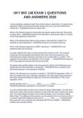 UKY BIO 148 EXAM 1 QUESTIONS AND ANSWERS 2026