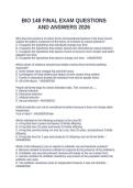 BIO 148 FINAL EXAM QUESTIONS AND ANSWERS 2026
