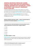 ARIZONA INSURANCE PRODUCER LICENSE CASUALTY EXAM 2026 PRACTICE QUESTIONS & VERIFIED ANSWERS WITH RATIONALES &vert; LATEST AZ PROPERTY AND CASUALTY INSURANCE STUDY GUIDE PDF