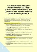 WGU C213&colon; Accounting for Decision Makers BUNDLE &lpar;Latest 2026&sol;2027 Update&rpar; Questions and Verified Answers &vert; 100&percnt; Correct &vert; Grade A