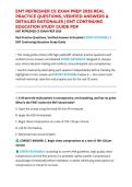EMT REFRESHER CE EXAM PREP 2026 REAL PRACTICE QUESTIONS&comma; VERIFIED ANSWERS & DETAILED RATIONALES &vert; EMT CONTINUING EDUCATION STUDY GUIDE PDF