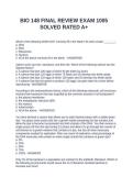 BIO 148 FINAL REVIEW EXAM 1005 SOLVED RATED A&plus;