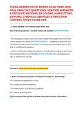 TEXAS BARBER STATE BOARD EXAM PREP 2026 REAL PRACTICE QUESTIONS&comma; VERIFIED ANSWERS & DETAILED RATIONALES &vert; FADES&comma; HAIRCUTTING&comma; SHAVING&comma; CHEMICAL SERVICES & INFECTION CONTROL STUDY GUIDE PDF