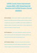 Suffolk County Home Improvement License 2026 &sol; 2027 Actual Exam Set Questions and Verified Answers &lpar;Correct solutions&rpar;&NewLine;&NewLine;