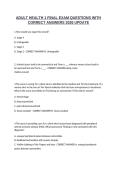 Adult Health 1 Final Exam Questions with Correct Answers 2026 Update Comprehensive Nursing Review Graded A&plus;
