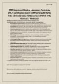 AMT Registered Medical Laboratory Technician &lpar;MLT&rpar; Certification Exam COMPLETE QUESTIONS AND DETAILED SOLUTIONS LATEST UPDATE THIS YEAR-JUST RELEASED&period;pdf&NewLine;&NewLine;
