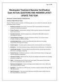Wastewater Treatment Operator Certification Exam ACTUAL QUESTIONS AND ANSWERS LATEST UPDATE THIS YEAR&period;pdf&NewLine;&NewLine;