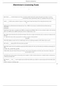 Electrician Licensing Exam Questions and Answers Updated Study Guide Graded A&plus;