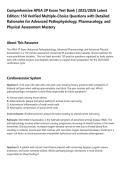 Comprehensive APEA 3P Exam Test Bank &vert; 2025&sol;2026 Latest&NewLine;Edition&colon; 150 Verified Multiple-Choice Questions with Detailed&NewLine;Rationales for Advanced Pathophysiology&comma; Pharmacology&comma; and&NewLine;Physical Assessment Mastery