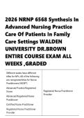 2026 NRNP 6568 Synthesis In Advanced Nursing Practice Care Of Patients In Family Care Settings
