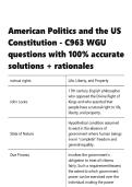American Politics and the US Constitution - C963 WGU questions with 100- accurate solutions &plus;