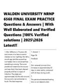 WALDEN UNIVERSITY NRNP 6568 FINAL EXAM PRACTICE Questions & Answers