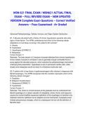 MSN 621 FINAL EXAM &sol; MSN621 ACTUAL FINAL EXAM &ndash; FULL REVISED EXAM &ndash; NEW UPDATED VERSION Complete Exam Questions &ndash; Correct Verified Answers &ndash; Pass Guaranteed - A&plus; Graded