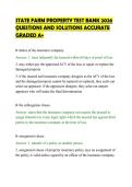 STATE FARM PROPERTY TEST BANK 2026&NewLine;QUESTIONS AND SOLUTIONS ACCURATE&NewLine;GRADED A&plus;