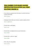 TEXAS BARBER STATE BOARD SHAVING&NewLine;CERTIFICATION EVALUATION 2026 SCRIPT&NewLine;SOLUTIONS GRADED A&plus;
