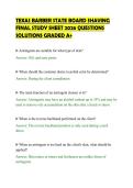TEXAS BARBER STATE BOARD SHAVING&NewLine;FINAL STUDY SHEET 2026 QUESTIONS&NewLine;SOLUTIONS GRADED A&plus;
