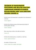 TEXTBOOK OF RADIOGRAPHIC&NewLine;POSITIONING AND RELATED ANATOMY&NewLine;LAMPIGNANO KENDRICK ELEVENTH&NewLine;EDITION REVIEW SHEET 2026 QUESTIONS&NewLine;ANSWERS GRADED A&plus;