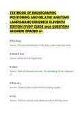 TEXTBOOK OF RADIOGRAPHIC&NewLine;POSITIONING AND RELATED ANATOMY&NewLine;LAMPIGNANO KENDRICK ELEVENTH&NewLine;EDITION STUDY GUIDE 2026 QUESTIONS&NewLine;ANSWERS GRADED A&plus;