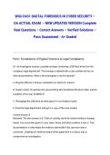 WGU D431 DIGITAL FORENSICS IN CYBER SECURITY &ndash; OA ACTUAL EXAM &ndash; 2026&sol;2027 &ndash; NEW UPDATED VERSION Complete Real Questions &ndash; Correct Answers &ndash; Verified Solutions &ndash; Pass Guaranteed - A&plus; Graded