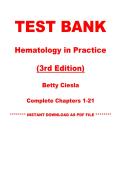 Test Bank &mdash; Hematology in Practice&comma; 3rd Edition By Betty Ciesla Chapter 1-21 &vert; Instant PDF Download
