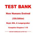 Test Bank &ndash; How Humans Evolved&comma; 10th Edition &vert; Robert Boyd & Joan B&period; Silk &vert; All Chapters 1&ndash;16 &vert; Instant PDF Download