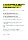 UST INSPECTOR ACTUAL TEST PAPER 2026&NewLine;QUESTIONS AND ANSWERS VERIFIED&NewLine;COMPLETE SOLUTIONS GRADED A&plus;
