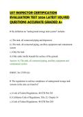 UST INSPECTOR CERTIFICATION&NewLine;EVALUATION TEST 2026 LATEST SOLVED&NewLine;QUESTIONS ACCURATE GRADED A&plus;