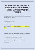 SOC 201 EXAM ACTUAL EXAM 2026 &vert; ALL QUESTIONS AND CORRECT ANSWERS &vert; VERIFIED ANSWERS &vert; BRAND NEW VERSION&excl;