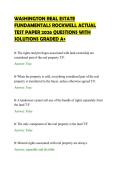 WASHINGTON REAL ESTATE&NewLine;FUNDAMENTALS ROCKWELL ACTUAL&NewLine;TEST PAPER 2026 QUESTIONS WITH&NewLine;SOLUTIONS GRADED A&plus;
