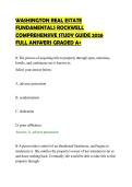 WASHINGTON REAL ESTATE&NewLine;FUNDAMENTALS ROCKWELL&NewLine;COMPREHENSIVE STUDY GUIDE 2026&NewLine;FULL ANSWERS GRADED A&plus;
