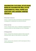 WASHINGTON STATE REAL ESTATE EXAM&NewLine;BUNDLED WASHINGTON REAL ESTATE&NewLine;FUNDAMENTALS FINAL PAPER 2026&NewLine;QUESTIONS AND ANSWERS VERIFIED&NewLine;GRADED A&plus;