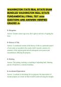 WASHINGTON STATE REAL ESTATE EXAM&NewLine;BUNDLED WASHINGTON REAL ESTATE&NewLine;FUNDAMENTALS FINAL TEST 2026&NewLine;QUESTIONS AND ANSWERS VERIFIED&NewLine;GRADED A&plus;