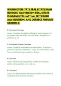 WASHINGTON STATE REAL ESTATE EXAM&NewLine;BUNDLED WASHINGTON REAL ESTATE&NewLine;FUNDAMENTALS ACTUAL TEST PAPER&NewLine;2026 QUESTIONS AND CORRECT ANSWERS&NewLine;GRADED A&plus;
