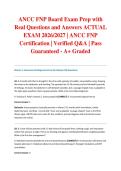 ANCC FNP Board Exam Prep with Real Questions and Answers ACTUAL EXAM 2026&sol;2027 &vert; ANCC FNP Certification &vert; Verified Q&A &vert; Pass Guaranteed - A&plus; Graded