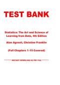 Test Bank &ndash; Statistics&colon; The Art and Science of Learning from Data&comma; 4th Edition &vert; Agresti & Franklin &vert; All Chapters 1&ndash;15 &vert; Instant PDF Download